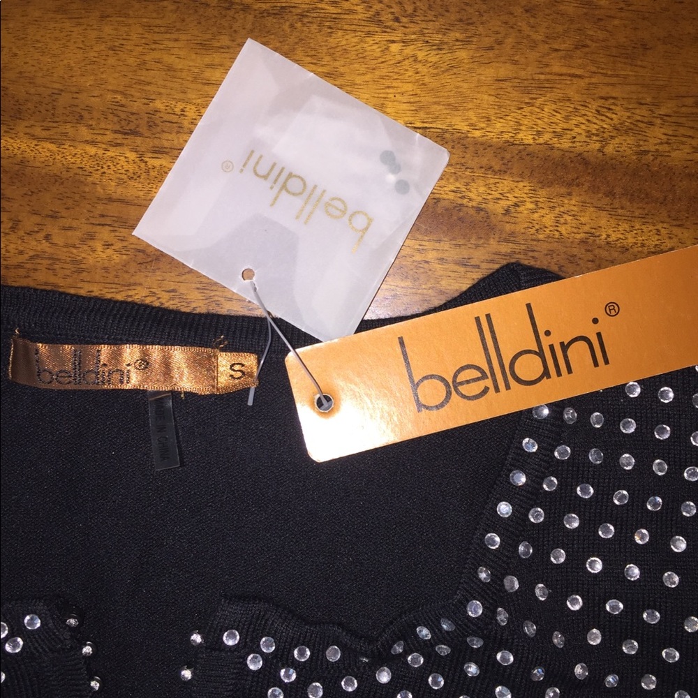 Black sweater with zipper and rhinestones